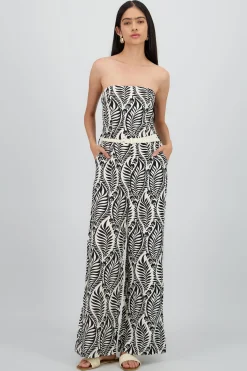 Shasa Strapless Printed Jumpsuit with Belt