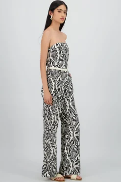 Shasa Strapless Printed Jumpsuit with Belt