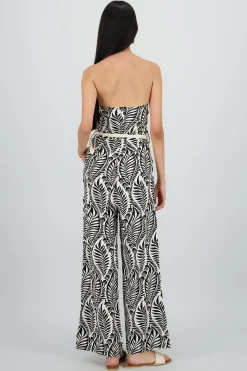 Shasa Strapless Printed Jumpsuit with Belt
