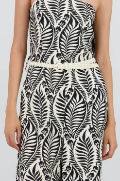 Shasa Strapless Printed Jumpsuit with Belt