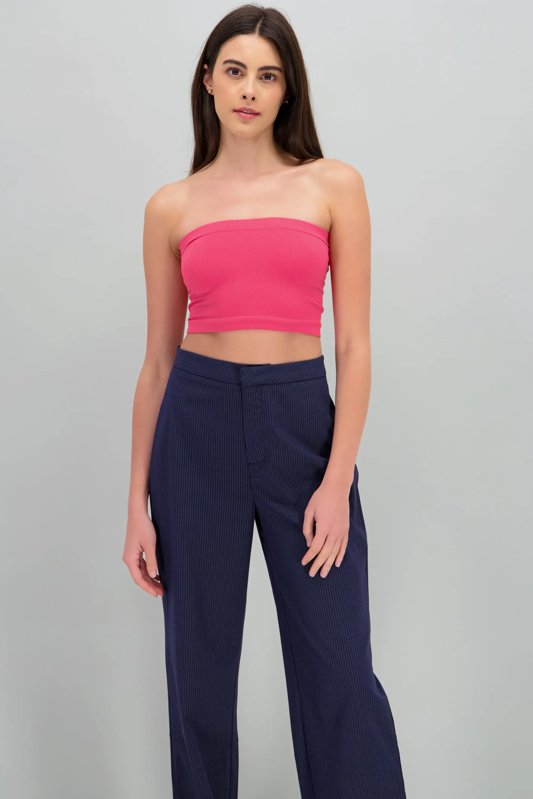 Shasa Strapless ribbed tube top