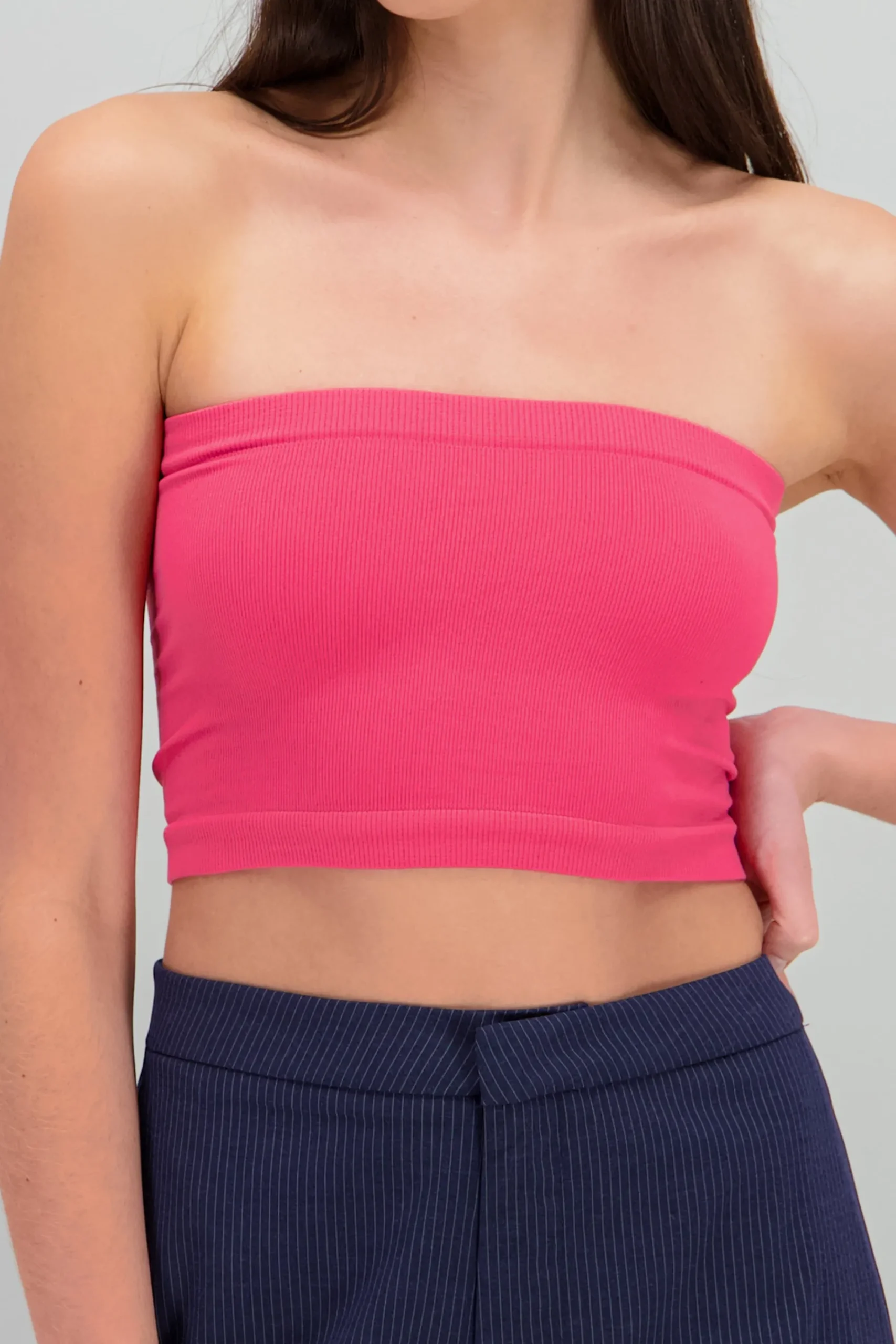 Shasa Strapless ribbed tube top
