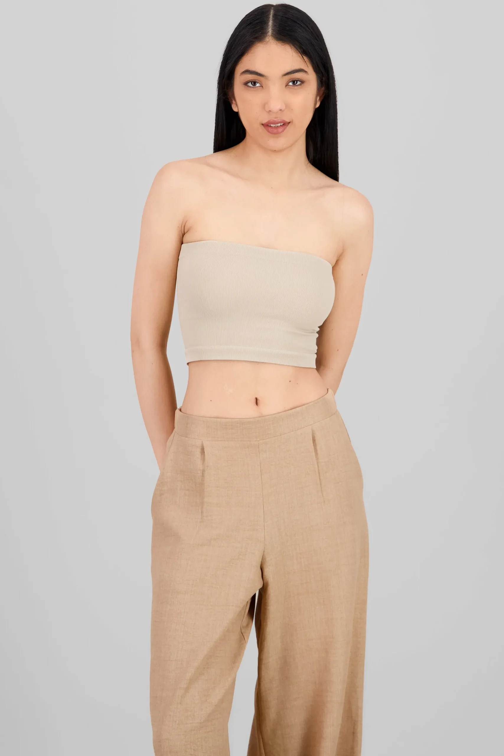 Shasa Strapless ribbed tube top