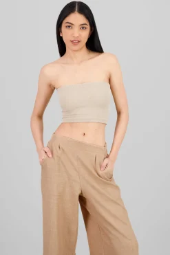 Shasa Strapless ribbed tube top
