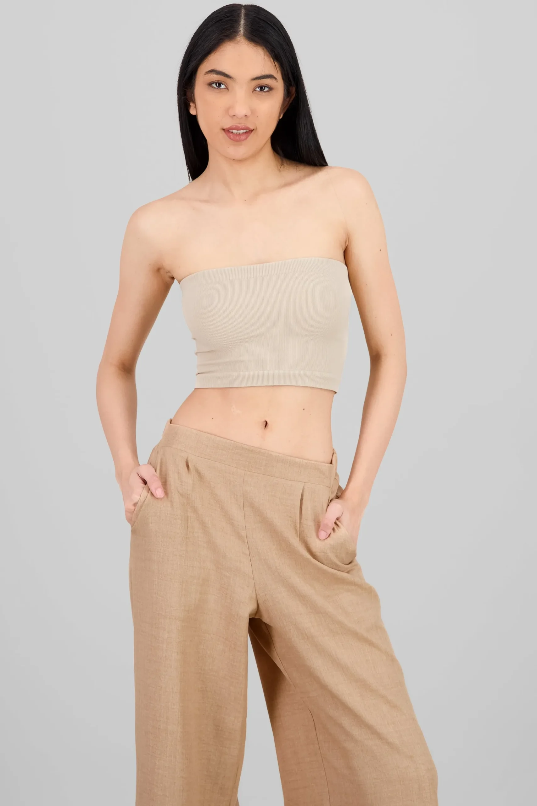 Shasa Strapless ribbed tube top