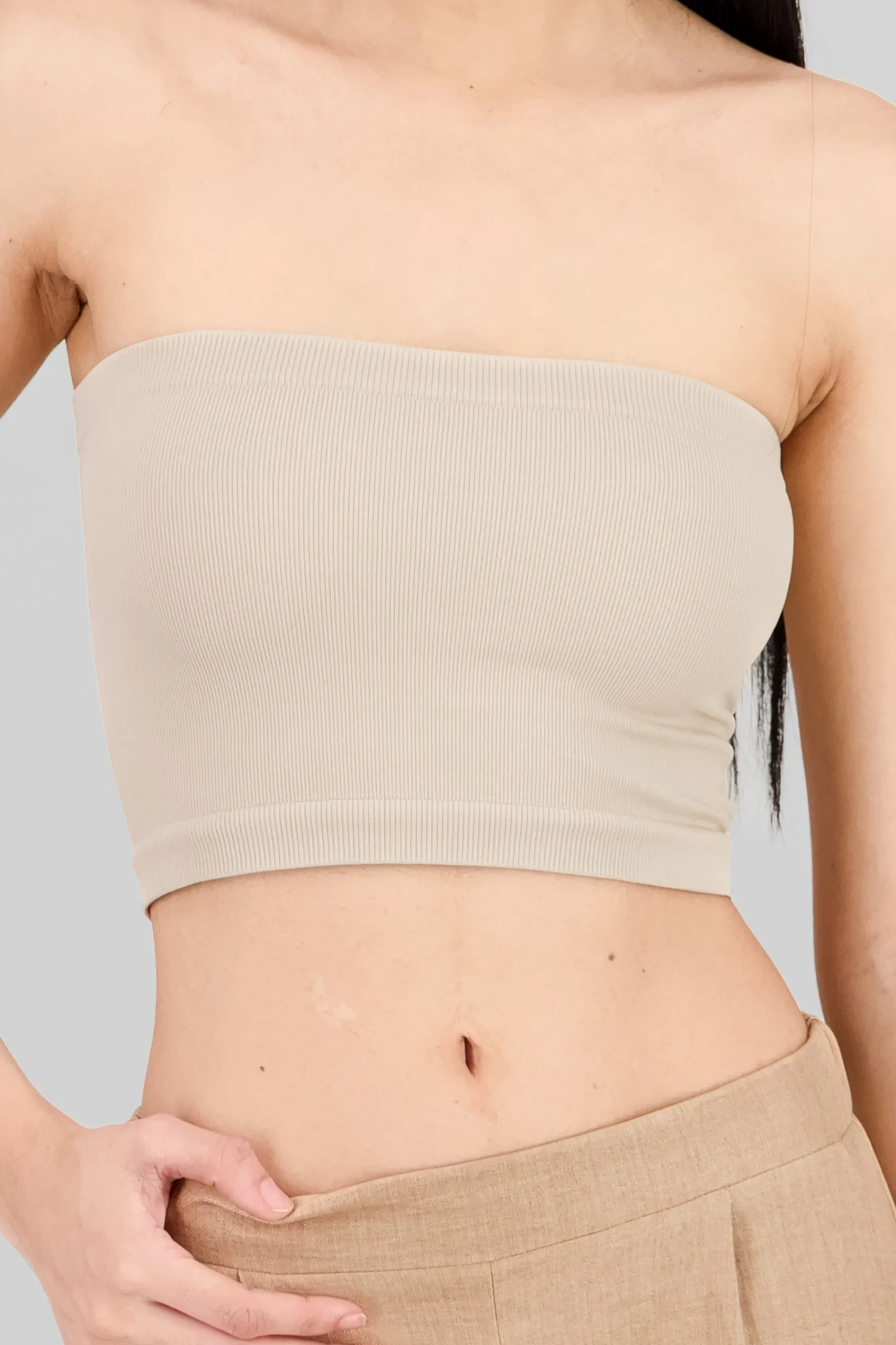 Shasa Strapless ribbed tube top