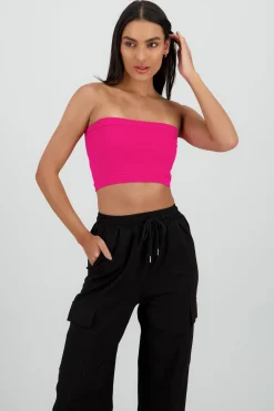 Shasa Strapless ribbed tube top