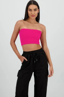 Shasa Strapless ribbed tube top