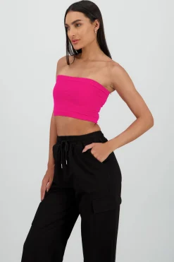 Shasa Strapless ribbed tube top