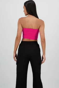 Shasa Strapless ribbed tube top