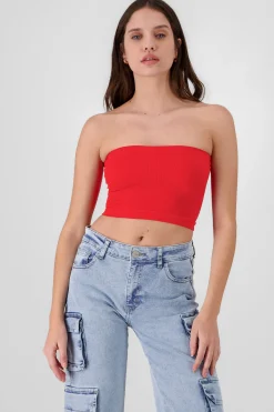 Shasa Strapless ribbed tube top
