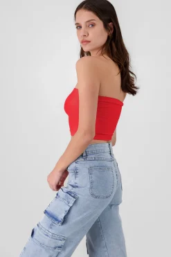 Shasa Strapless ribbed tube top