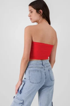 Shasa Strapless ribbed tube top