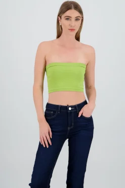 Shasa Strapless ribbed tube top