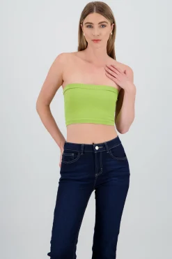 Shasa Strapless ribbed tube top