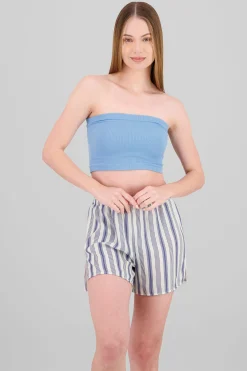 Shasa Strapless ribbed tube top