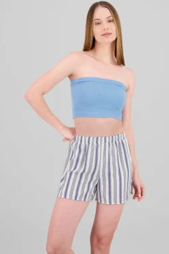 Shasa Strapless ribbed tube top