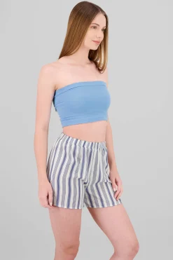 Shasa Strapless ribbed tube top