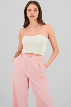 Shasa Strapless ribbed tube top