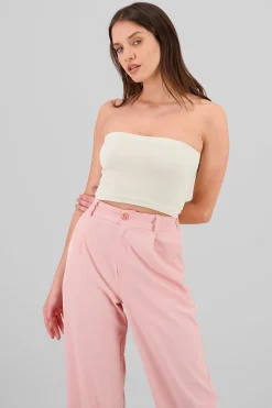 Shasa Strapless ribbed tube top