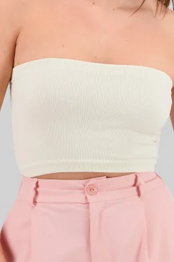 Shasa Strapless ribbed tube top