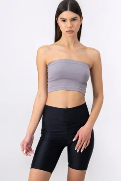 Shasa Strapless ribbed tube top
