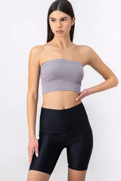 Shasa Strapless ribbed tube top