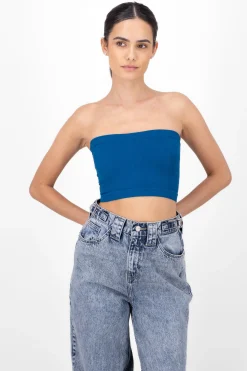 Shasa Strapless ribbed tube top