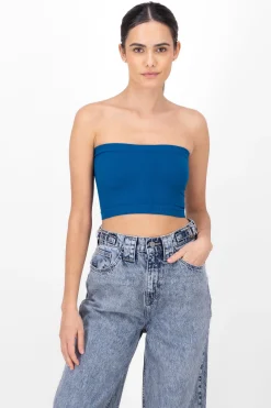 Shasa Strapless ribbed tube top