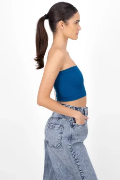 Shasa Strapless ribbed tube top