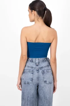 Shasa Strapless ribbed tube top