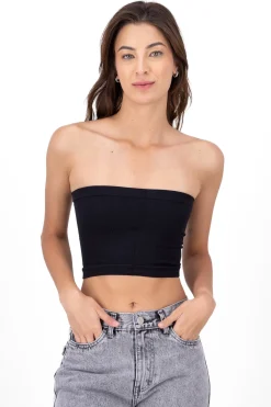 Shasa Strapless ribbed tube top