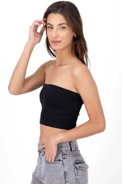Shasa Strapless ribbed tube top