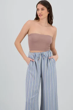 Shasa Strapless ribbed tube top