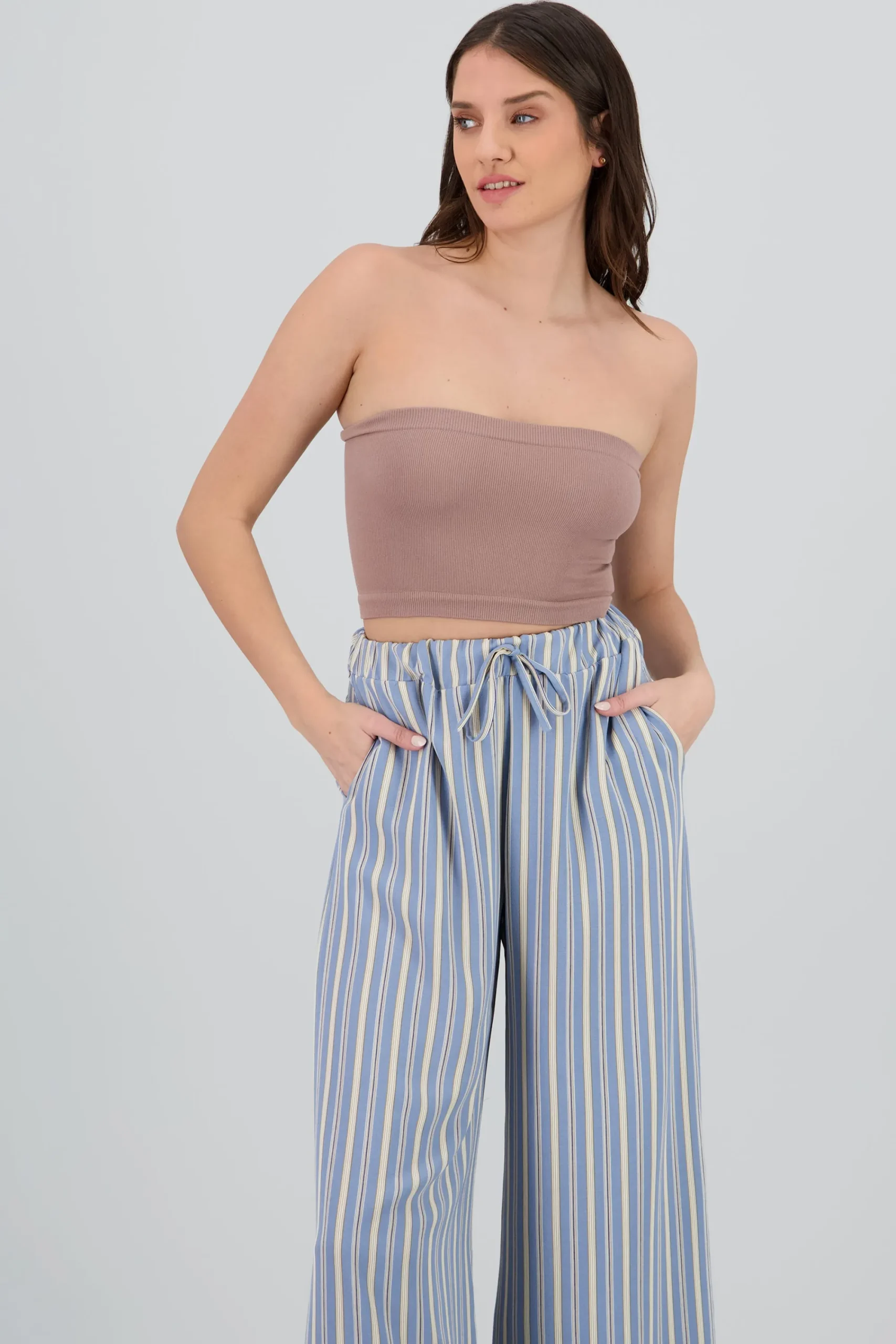 Shasa Strapless ribbed tube top