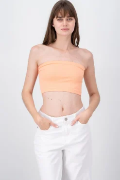 Shasa Strapless ribbed tube top