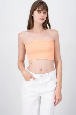 Shasa Strapless ribbed tube top