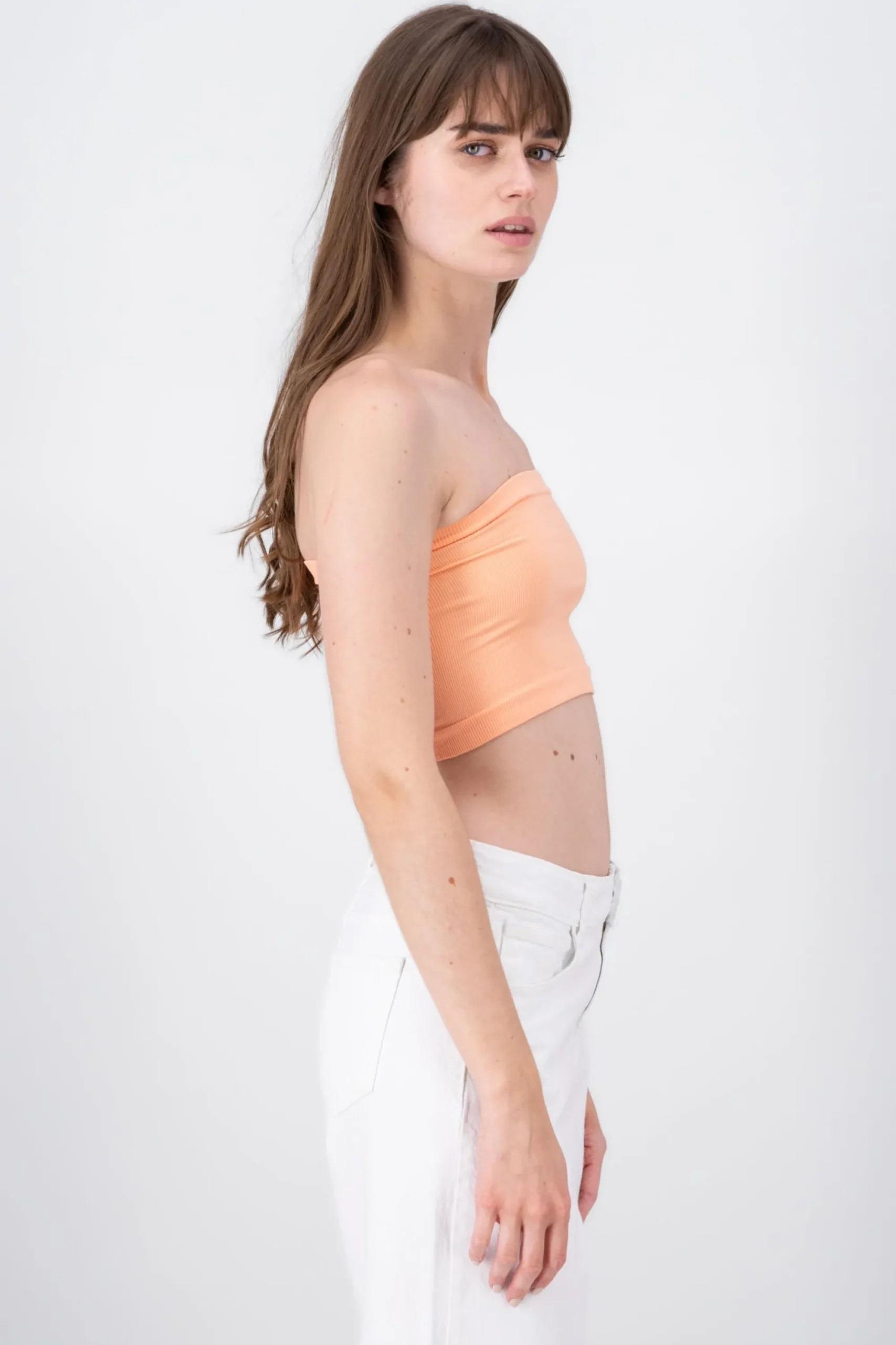 Shasa Strapless ribbed tube top