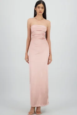 Shasa Strapless Satin Maxi Dress