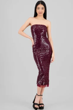 Shasa Strapless Sequin Midi Dress
