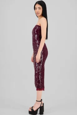 Shasa Strapless Sequin Midi Dress