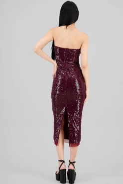 Shasa Strapless Sequin Midi Dress