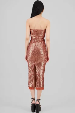 Shasa Strapless Sequin Midi Dress