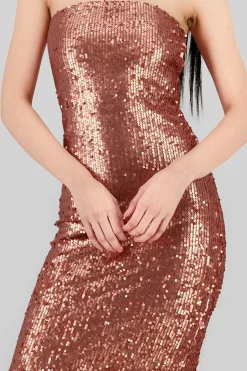 Shasa Strapless Sequin Midi Dress