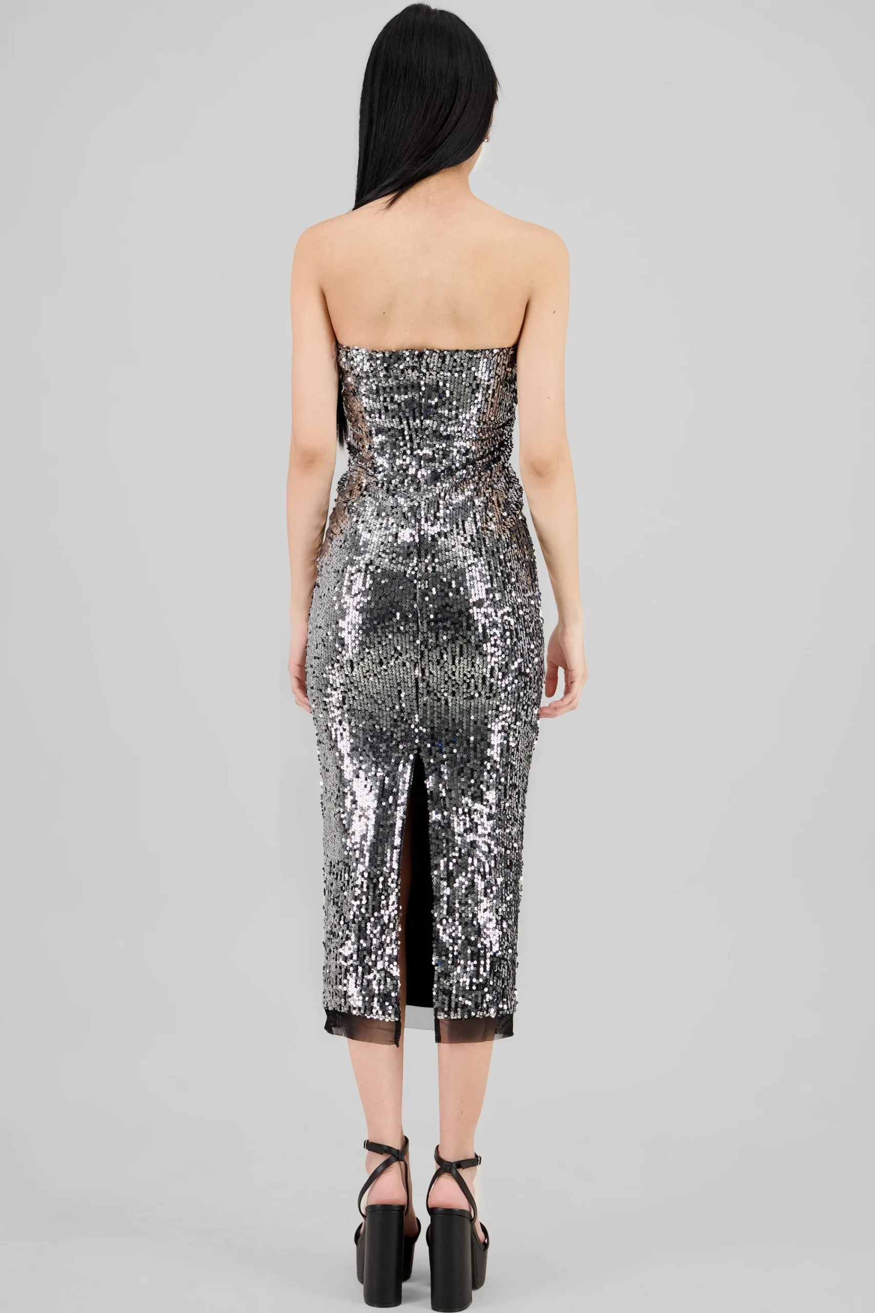 Shasa Strapless Sequin Midi Dress