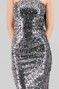 Shasa Strapless Sequin Midi Dress