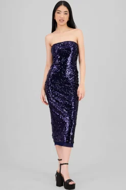 Shasa Strapless Sequin Midi Dress