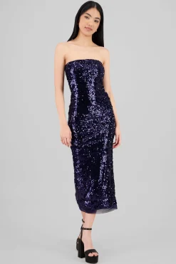 Shasa Strapless Sequin Midi Dress
