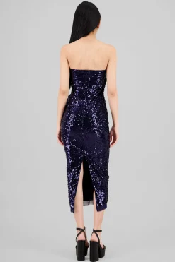 Shasa Strapless Sequin Midi Dress