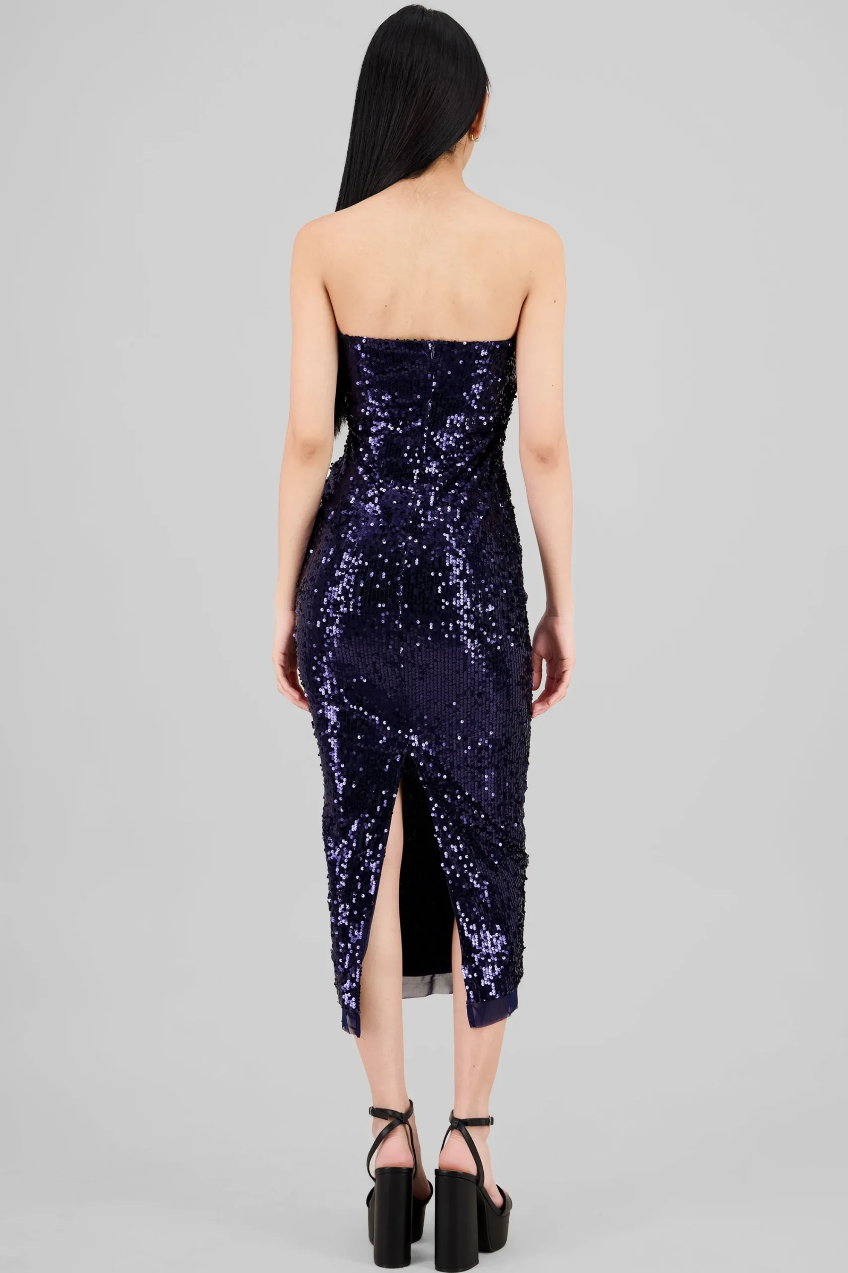Shasa Strapless Sequin Midi Dress